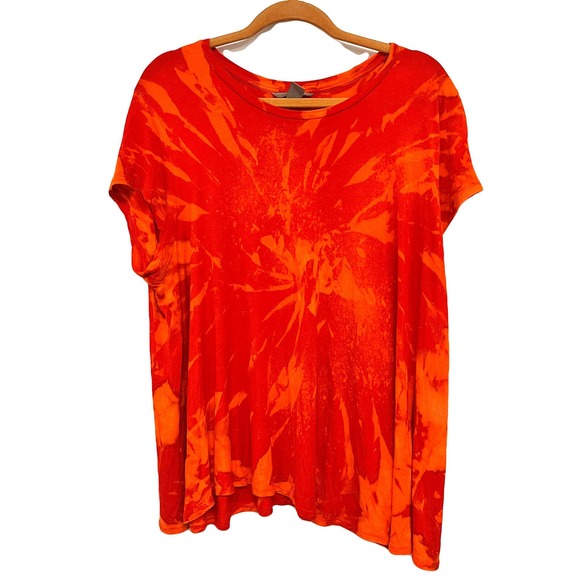 Orange loose fit flowy tie dye top - Picture 1 of 3